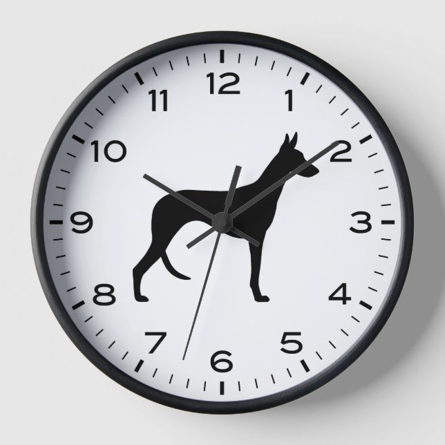 Ibizan Hound Dog Breed Silhouette Clock (Front)