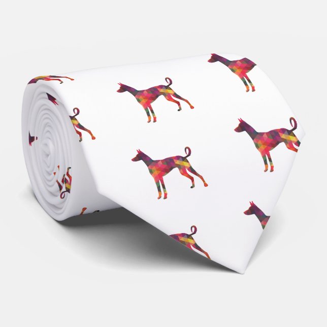 Ibizan Hound Dog Geometric Pattern Silhouette M Tie (Rolled)