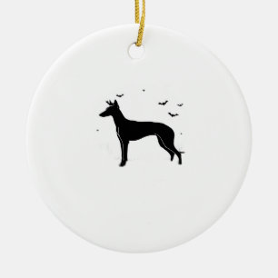 Ibizan Hound Dog � Halloween Moon Silhouette Class Ceramic Ornament