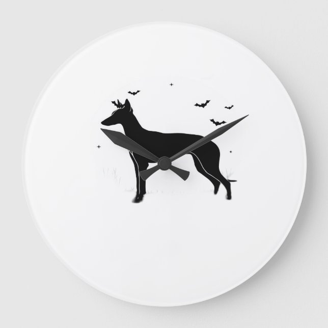 Ibizan Hound Dog � Halloween Moon Silhouette Class Large Clock (Front)