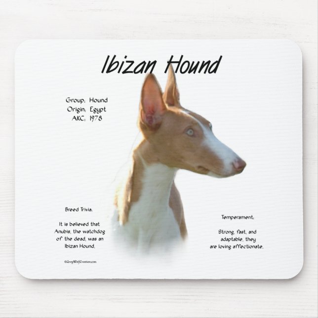 Ibizan Hound History Design Mouse Pad (Front)
