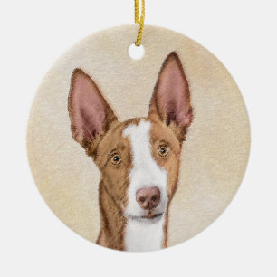 Ibizan Hound Painting - Cute Original Dog Art Ceramic Ornament