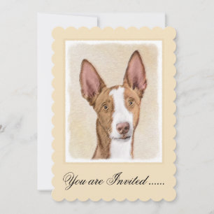 Ibizan Hound Painting - Cute Original Dog Art Invitation
