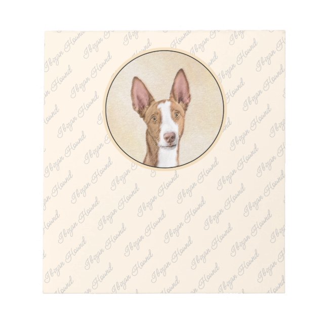Ibizan Hound Painting - Cute Original Dog Art Notepad (Front)