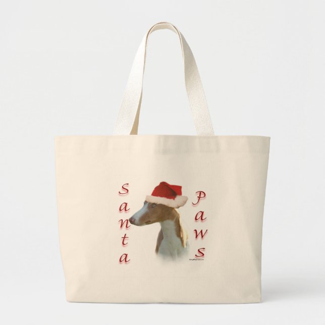 Ibizan Hound Santa Paws Large Tote Bag (Front)