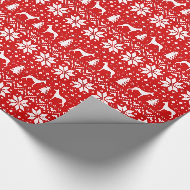 Ibizan Hound Silhouettes Dogs Christmas Holiday Wrapping Paper (Corner)