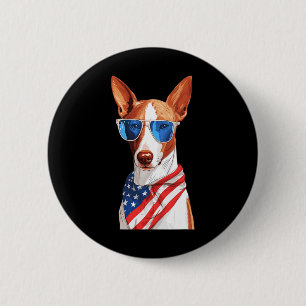 Ibizan Hound With Usa Flag Independence Day 4th Of 6 Cm Round Badge