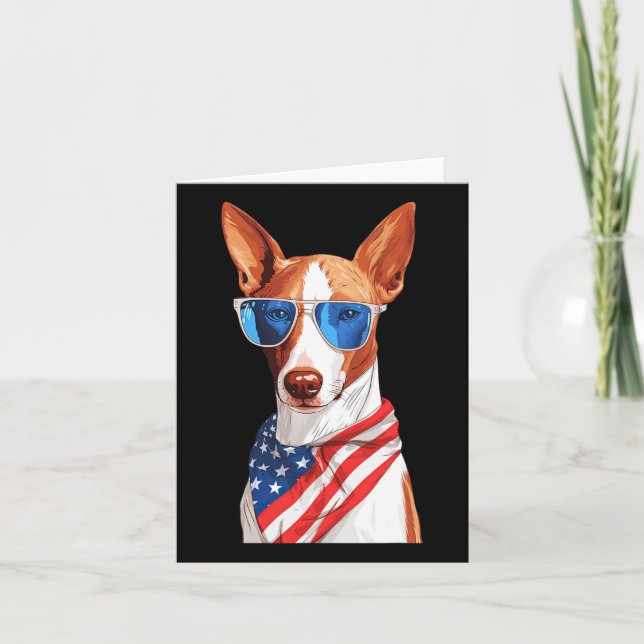 Ibizan Hound With Usa Flag Independence Day 4th Of Card (Front)