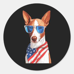 Ibizan Hound With Usa Flag Independence Day 4th Of Classic Round Sticker