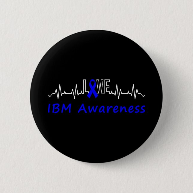 Ibm Awareness Blue Ribbon Love Heartbeat Support Q 6 Cm Round Badge (Front)