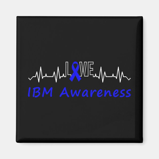 Ibm Awareness Blue Ribbon Love Heartbeat Support Q Magnet (Front)