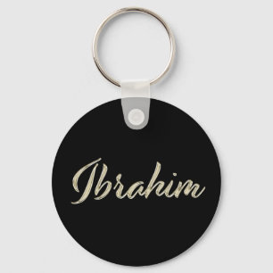 Ibrahim Name whitegold Button Schlüsselanhänger Key Ring