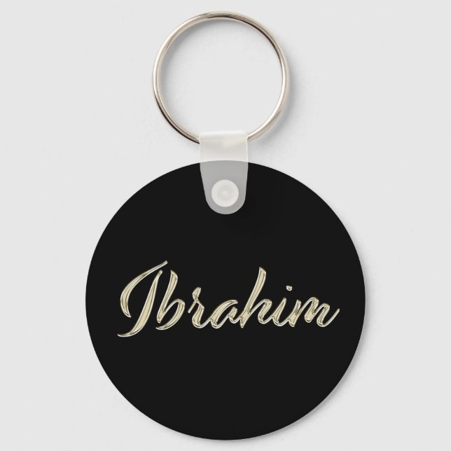 Ibrahim Name whitegold Button Schlüsselanhänger Key Ring (Front)