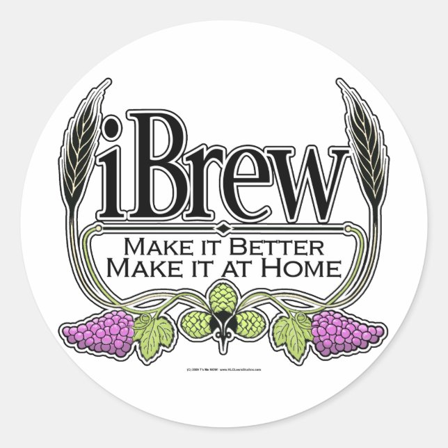 iBrew Beer and Wine Classic Round Sticker (Front)