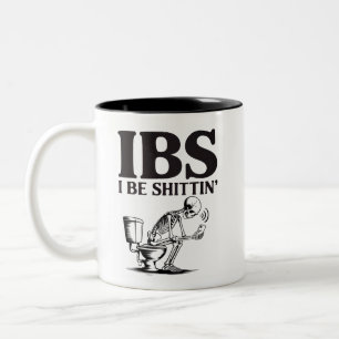 IBS: I Be Shittin' Humourous Skeleton Bathroom Two-Tone Coffee Mug
