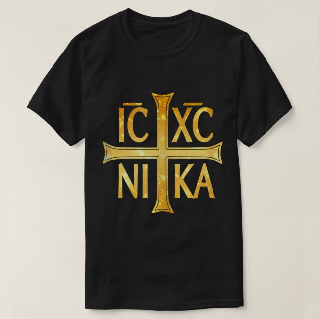 IC XC NIKA Christogram Cross Orthodox Christian Ta T-Shirt (Design Front)