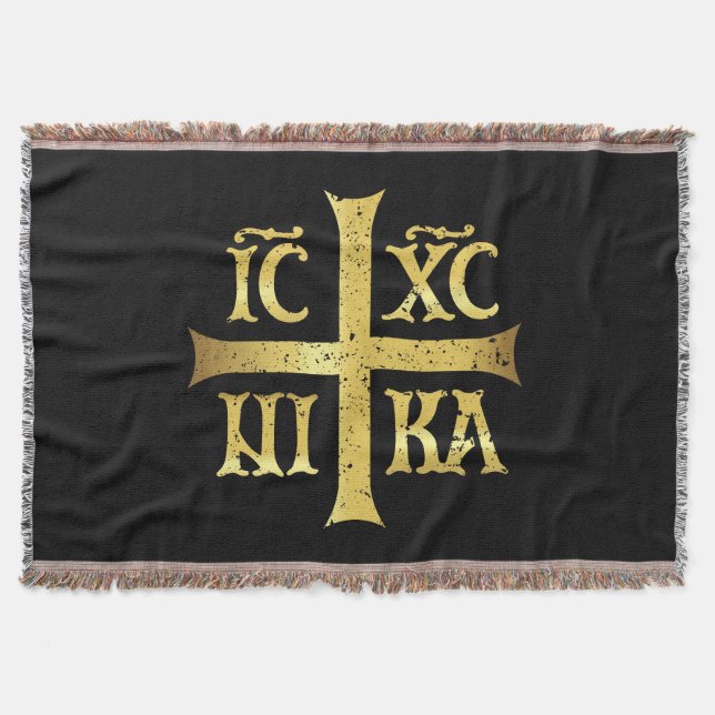 IC XC NIKA JESUS CHRIST CONQUERS THROW BLANKET (Front)
