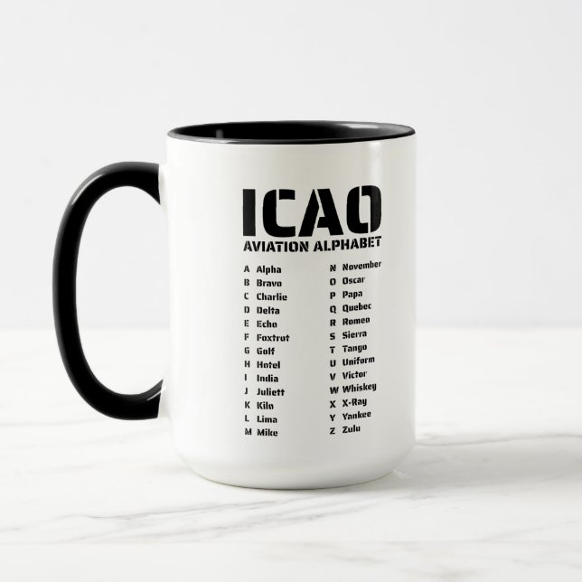 ICAO Aviation Alphabet Chart Mug (Left)