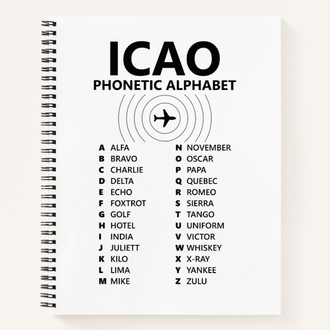 ICAO NATO Phonetic Alphabet Pilot - Graph Notebook (Front)