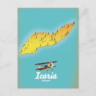 Icasia Greece travel poster. Postcard