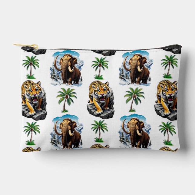 Ice Age Mammoth Sabertooth Tiger Pattern Design  Accessory Pouch (Front)