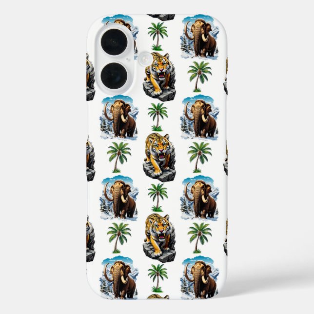 Ice Age Mammoth Sabertooth Tiger Pattern Design  Case-Mate iPhone Case (Back)