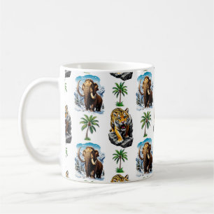 Ice Age Mammoth Sabertooth Tiger Pattern Design Coffee Mug