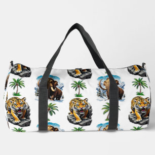 Ice Age Mammoth Sabertooth Tiger Pattern Design Duffle Bag