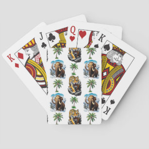 Ice Age Mammoth Sabertooth Tiger Pattern Design  Playing Cards