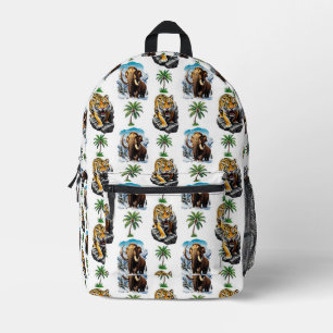 Ice Age Mammoth Sabertooth Tiger Pattern Design Printed Backpack