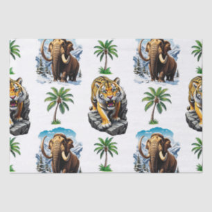 Ice Age Mammoth Sabertooth Tiger Pattern Design  Tissue Paper
