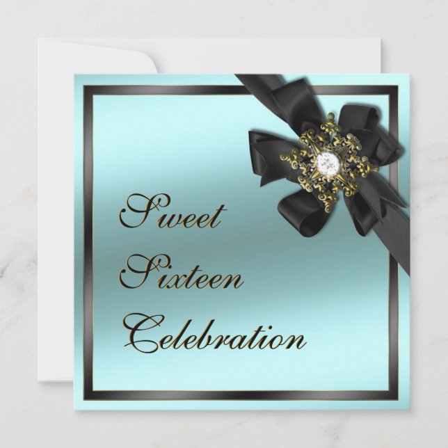 Ice and Black Diamond Bowed Invite (Front)