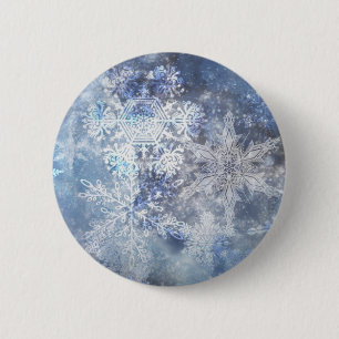 Ice and Snow Textured Blue Christmas Pattern 6 Cm Round Badge