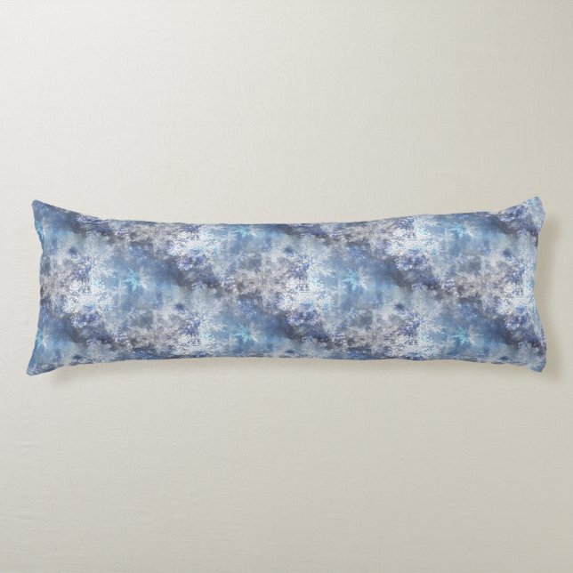 Ice and Snow Textured Blue Christmas Pattern Body Cushion (Front)