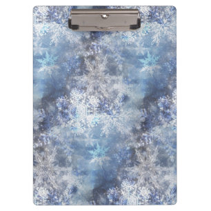 Ice and Snow Textured Blue Christmas Pattern Clipboard