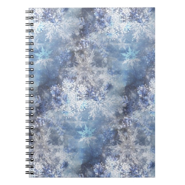 Ice and Snow Textured Blue Christmas Pattern Notebook (Front)