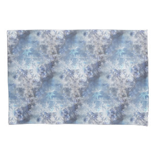 Ice and Snow Textured Blue Christmas Pattern Pillowcase