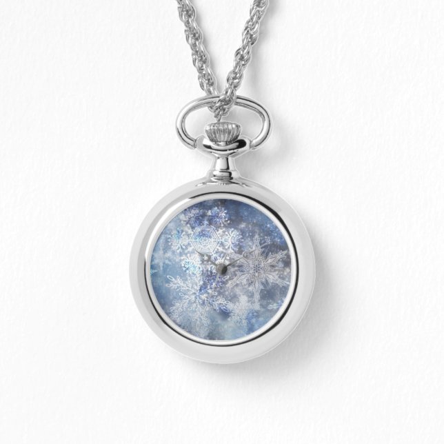 Ice and Snow Textured Blue Christmas Pattern Watch (Front)