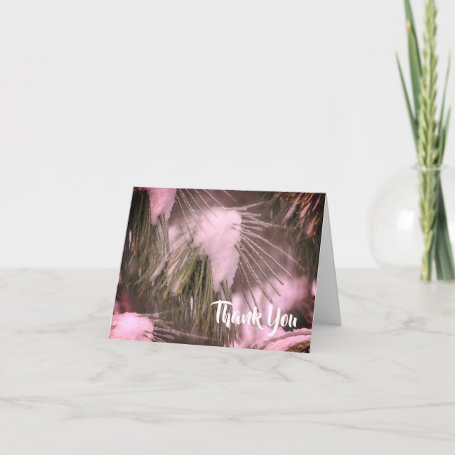 Ice And Snow Winter Customisable Thank You Card (Front)