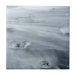 Ice and water on a beach, iceland ceramic tile