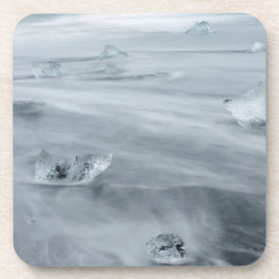 Ice and water on a beach, iceland coaster