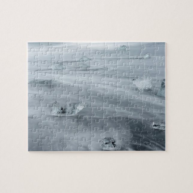 Ice and water on a beach, iceland jigsaw puzzle (Horizontal)