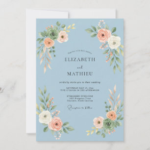 Ice Apricot Petal Wedding Invitation
