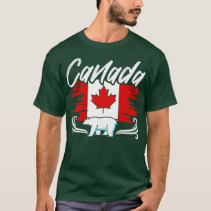 Ice Bear Canadian Flag Maple Leaf Canada T-Shirt