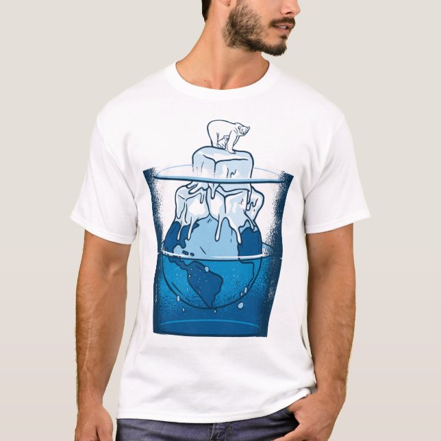 Ice Bear Climate Change Polar Bears Melting Poles T-Shirt (Front)