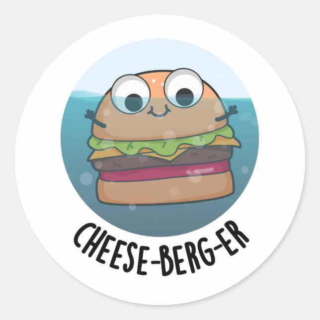 Ice-berg Funny Cheeseburger Pun  Classic Round Sticker (Front)