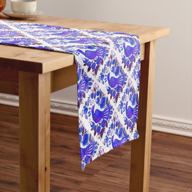 Ice bird petrykivka ukrainian art short table runner (In Situ)
