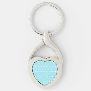 Ice Blue Art Deco Style Triangles Pattern Key Ring
