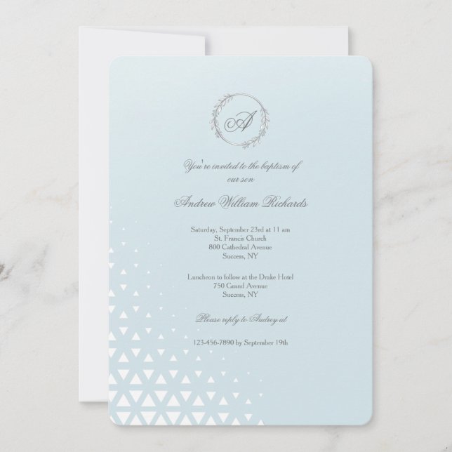 Ice Blue Baptism Invitation (Front)