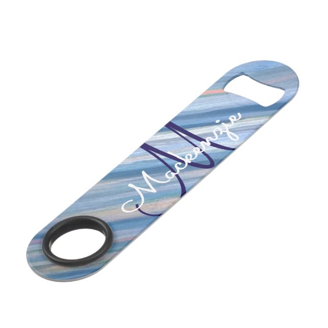 Ice-Blue Bar | Cool Icy Silver Peach Brushstroke (Front Angled)